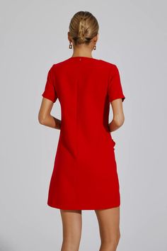 Red Crew Neck Dress For Spring, Elegant Summer Mini Dress With Crew Neck, Elegant Crew Neck Mini Dress For Summer, Elegant Crew Neck Midi Dress, Elegant Solid Mini Dress With Crew Neck, Elegant Solid Color Mini Dress With Crew Neck, Elegant Crew Neck Mini Dress, Elegant Crew Neck Mini Dress For Party, Solid Crew Neck Party Dress