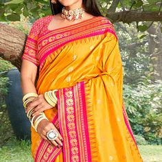 Yellow colored saree is made from paithani banarasi silk fabric which is highlighted with beautiful weaving and tassels border as shown. comes along unstitched paithani banarasi silk blouse piece which you can customise as per your design/style. Occasion - You can wear this saree for festivals, functions and ideal for any fashionista. Note:- the actual product may differ slightly in color and design from the one illustrated in the images when compared with computer or mobile screen. Measurements: Saree : Banarasi Silk : 5.5 Mtrs Blouse : Banarasi Silk : 0.8 Mtr Material: Banarasi Silk Stitch Type: Unstitched Occasion: Festive, Sangeet Country of Origin: India Care Guide: Dry Clean Banarasi Silk Dupatta With Latkans For Traditional Ceremonies, Paithani Silk Traditional Wear With Border, Festival Banarasi Silk Saree With Latkans, Paithani Silk Traditional Wear With Border For Ceremonies, Art Silk Saree With Latkans For Festivals, Banarasi Silk Traditional Wear With Latkans For Navratri, Traditional Banarasi Silk Wear With Latkans, Navratri Art Silk Saree With Latkans, Traditional Wear Banarasi Silk With Latkans