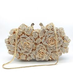 Embellishment:Chain,Crystals; Gender:Women's; Type:Clutch; Occasion:Party / Evening,Date; Material:Alloy; Width:6; Height:12; Pattern:Rhinestone; Length:22; Production mode:Self-produce; Base Categories:Handbags, Wallets  Cases Bling Purses, Rhinestone Rose, Bridal Handbags, Bridal Purse, Bridal Bag, Rhinestone Clutch, Crystal Clutch, Wedding Clutch, Bridal Clutch