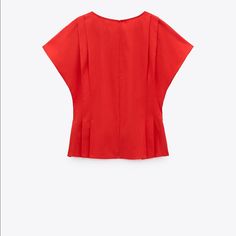 Cotton Solid Summer Office Tops, Red V-neck Top For Office, Red Short Sleeve Blouse For Office, Red Summer Office Tops, Casual Red Blouse For Office, Red Short Sleeve Office Blouse, Casual Red Office Blouse, Classic Summer Office Tops, Casual Red Tops For Work