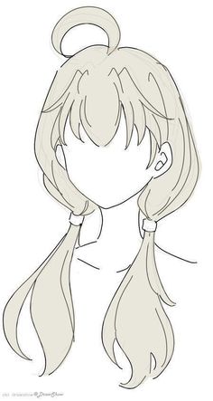 Anime Hairstyles Female Hair Reference Short, Cartoon Body Base With Hair, Low Ponytail Drawing Reference, Gacha Body Base With Hair, Cute Simple Anime Drawings, Hair Drawing Ideas Girl, Anime Base Hair, Easy To Draw Hair