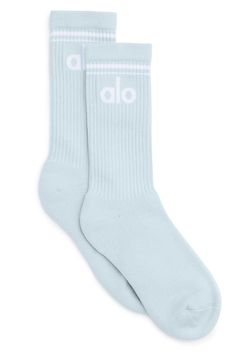 Unisex Throwback Sock - Powder Blue/White | Alo Yoga Cozy Boots, Blue Socks, Bone White, Cute Socks, Back Women, Shopper Tote, Christmas 2024, Cool Socks, Alo Yoga