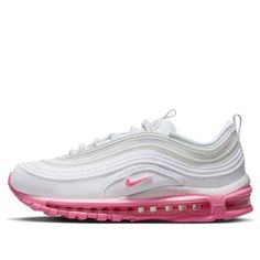 (WMNS) Nike Air Max 97 FJ4549-100 (SNKR/Casual/Low Top/Women's/Non-Slip/Wear-resistant/Shock-absorbing) White Sneakers With Air Cushioning For Spring, White Air Cushioned Sneakers For Spring, White Air Cushioning Sneakers For Spring, Nike Air Max 97 White, Nike Air Max 97, Low Top, Air Max, Nike Air Max, Nike Air