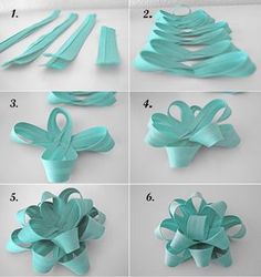 step by step instructions on how to make a paper flower with ribbon and bowknots