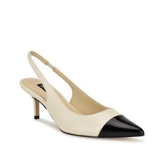 Nine West-Awaie Pump Add to your professional or formal ensembles with the Awaie pump from Nine West. The sleek, slingback silhouette and pointed toe sharpen up your look with ease, while the kitten heel heightens your ensemble. Ivory Pumps, Bridal Wedding Shoes, Leather Man, Trending Sneakers, Shoes Heels Pumps, Safety Shoes, Slingback Pump, Shoe Size Chart, Pump Shoes