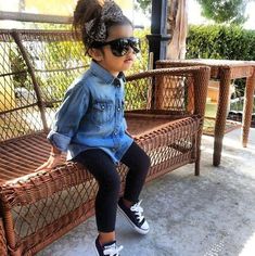 Infant Baby Toddler Black Leggings MomMe and More Leggings And Denim Shirt, Converse Outfits, Mode Hipster, Outfits Dresses, Dresses 2020, Baby Outfits, Toddler Girl Outfits, Fashion Kids