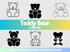 teddy bear svg clipart set with four different colors and sizes to choose from