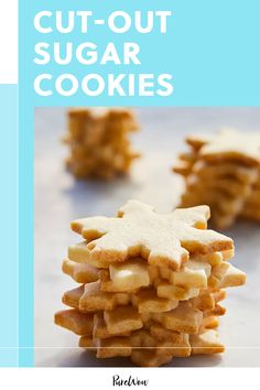 some cookies are stacked on top of each other in the shape of a snowflake