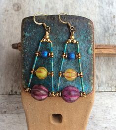 Boho Earrings,boho Chic Earrings,handmade Earrings,fashion Earrings,bohemian Earrings,czech Earrings,purple/yellow/blue Earrings,boho Women - Etsy Yellow Teardrop Bohemian Jewelry, Handmade Yellow Beaded Bohemian Earrings, Nickel-free Bohemian Beaded Earrings For Crafting, Bohemian Yellow Beaded Dangle Earrings, Yellow Bohemian Drop Earrings, Nickel Free Purple Earrings For Festival, Bohemian Yellow Earrings For Beach, Nickel-free Purple Earrings For Festival, Handmade Colorful Earrings For Festival