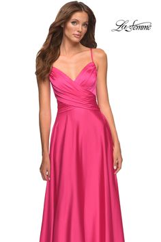 La Femme 30616 Dress | La Femme Dresses | Formal Approach Gala Dress With Satin Finish And Sweetheart Neckline, Satin Finish Dress With Sweetheart Neckline For Gala, Fitted Satin Ball Gown Dress, Fitted Satin Ball Gown, Fitted A-line Satin Homecoming Dress, Satin A-line Evening Dress With Ruched Bodice, Satin Finish Evening Dress For Gala And Prom, Pleated Bodice Ball Gown Evening Dress, Gala Satin Finish Prom Dresses