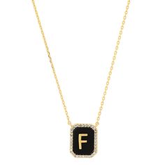 Your favorite initial, on a chain, set in onyx, accented with gorgeous cubic zirconias. Elegant, enticing, and borderline imperial, this piece will give you a sophistication that a hundred years ago could only be bought if you were a mob boss's side-piece. Gold plated bass, onyx, CZ 16 inch chain, adjustable to 18 inches TN-3367-1 (All letters available) Monogram Pendant Necklace, Tai Jewelry, All Letters, Monogram Pendant, Onyx Gemstone, Modern Jewelry, Handmade Bracelets, Colored Glass, Jewelry Pieces