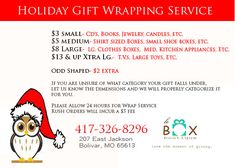 the holiday gift wrapping service is now available