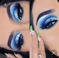 Makeup Looks Blue, Green Makeup Looks, Makeup Looks Blue Eyes, Green Eye Makeup, Kendall Jenner Makeup, Halloween Make-up Looks, Make Up Gold, Gold Makeup Looks