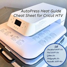 the autopress heater guide sheet for cricut htv is stacked on top of each other