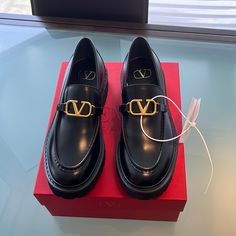 Woman’s Valentino Loafers Shoes, Black Size 4010 Luxury Slip-on Platform Loafers For Formal Occasions, Luxury Black Slip-on Oxfords, Luxury Black Slip-on Moccasins, Luxury Black Moccasins, Designer Round Toe Moccasins For Work, Luxury Black Loafers With Brogue Detailing, Designer Round Toe Loafers With Brogue Detailing, Luxury Slip-on Loafers With Brogue Detailing, Designer Brogue Loafers With Round Toe