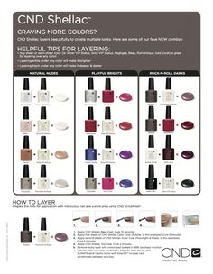 CND Shellac - Colour Layering Guide Click to enlarge. Summer Shellac, Nail Shellac, New Nail Colors, Nails Shellac