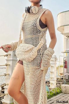 Olivia Mark - Stylish Sheer Hollow Out Swimwear Cover Up Sheer Swimsuit, Mesh Cover Up, Two Piece Jumpsuit, Fall Winter Dresses, Long Sleeve Short Dress, Dress Store, Puffed Sleeves Dress, Swimwear Cover, Swimsuit Cover