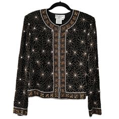 Adrianna Papell Beaded Evening Jacket Condition: Nwt Brand: Adrianna Papell Size: 10 Color: Black Material: 100% Silk (Shell); 100% Polyester (Lining) Approx. Measurements: 19” Pit To Pit; 20” Length; 24” Sleeves Other: Crew Neck; Long Sleeves; Front Hook & Eye Closure; Classic Fit; Straight Hem; Beaded; Sequins; Lined Non-Smoking Home. Remember To Bundle With Other Items From My Closet For The Best Deal! And As Always, Thanks For Checking Out My Closet! Holiday Embellished Long Sleeve Outerwear, Holiday Evening Embellished Outerwear, Embellished Holiday Outerwear For Evening Events, Elegant Beaded Festive Outerwear, Festive Beaded Fall Outerwear, Beaded Fall Festive Outerwear, Formal Beaded Winter Outerwear, Beaded Winter Outerwear For Formal Occasions, Elegant Beaded Long Sleeve Outerwear