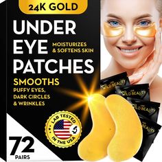 PRICES MAY VARY. ELIMINATE PUFFY DARK CIRCLES: Discover the transformative power of our under eye patches for puffy eyes and dark circles. These eye bag patches (PARCHES PARA OJERA) are Infused with pure collagen and 24K gold, these luxurious gold eye patches for puffy eyes work effectively as an eye puffiness reducer instantly, rejuvenating your skin for a brighter, more youthful appearance. TARGETED TREATMENT FOR EYE PUFFINESS AND DARK CIRCLES: Under eye gold gel mask for puffy eyes and dark c Reduce Eye Bags, Collagen Skin Care, Eye Gel Pads, Under Eye Patches, Gold Eye Mask, Under Eye Mask, Skin Patches, Dark Circles Under Eyes, Dark Under Eye