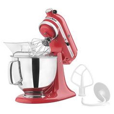 an image of a red mixer on a white background