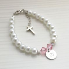 Baby girls baptism gift girls christening giftchristening | Etsy Elegant Personalized Cross Bracelets, Dainty Adjustable Jewelry For Baptism, Handmade Silver Jewelry For Baptism, Adjustable Cross Bracelets For Baptism, Personalized Cross Rosary Bracelet For Baptism, Elegant Personalized Rosary Bracelet For Baptism, Elegant Personalized Bracelets For Confirmation, Personalized Spiritual Bracelets For First Communion, Spiritual Cross Bracelets For Baptism