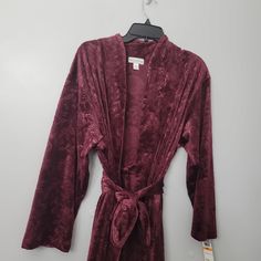 Miss Elaine Burgundy Design Floral Fleece Long Wrap Robe Fleece Long Wrap Robe - With A Tie Front And Pockets This Super Soft Fleece Robe Is The New Staple For Cold Nights And Cozy Mornings. Long Fleece Robe - Our Ultra Soft Fleece Robe Is The New Staple For Cold Nights And Cozy Mornings. Featuring Our Favorite Fleece And Convenient Pockets, This Robe Is Perfect To Wear Over Your Favorite Pajamas Or Nightgown. Approx Measurements Pit To Pit 23" Length 48" Fitted Fall Robe For Loungewear, Fitted Fall Loungewear Robe, Fitted Robe For Loungewear In Fall, Fitted Long Sleeve Lounging Robe, Fitted Winter Sleepwear For Relaxation, Fitted Sleepwear For Winter Relaxation, Burgundy Design, Pink Nightgown, Sheer Robe