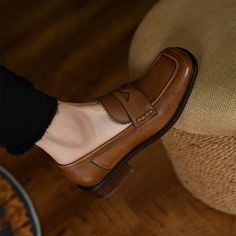 These loafers are designed in a timeless, minimal silhouette, so you'll be sure to wear them often. Made from soft leather, soft bottom that ensure all-day comfort. Wear yours with tailoring and denim alike. Color: Brown/BlackMaterial: Cow Leather in Brown and Horse Leather in BlackLining: pigskinInsole: pigskin（Unmovable）Sole: RubberHeels: 3 cm/1.18"Weight: 0.37kg Each Shoes (measured size 6)Fit: Medium to Wide, Runs Normal.Origin: Made in China Production Time: About 5-7 days (Any exceptional Fall Slip-on Tassel Loafers With Plain Toe, Business Slip-ons With Rubber Sole For Fall, Leather Slip-ons With Almond Toe For Office, Fall Slip-on Oxfords For Office, Slip-on Oxfords For Fall Office Wear, Leather Slip-ons With Almond Toe For Fall, Timeless Leather Slip-ons With Round Toe, Closed Toe Loafers For Office Use In Fall, Closed Toe Loafers For Office Wear In Fall