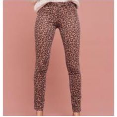 Corduroy Skinny Stretch Pants Tan With Black Flowers Print Mid-Rise Faux Pockets New With Tags High Waist Leopard Print Bottoms For Fall, High Waisted Leopard Print Bottoms For Fall, Brown Stretch Jeans For Spring, Trendy Leopard Print Bottoms For Fall, Spring Brown Stretch Jeans, Spring Stretch Brown Jeans, High Rise Leopard Print Bottoms For Fall, Spring Leopard Print Stretch Bottoms, High Rise Brown Bottoms For Winter