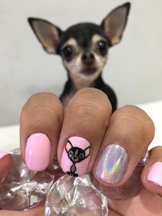 Cat Paws Nail Art, Dog Nails Art, Chihuahua Nails, Chihuahua Nail Art, Dog Nail Art, Nail Art Designs 2023, Easter Nail Art Designs, Elegant Touch Nails, Boho Nails