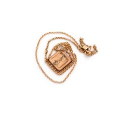 This one-of-a-kind conversion necklace is made up of: Gold filled Victorian cuff link from the late 1800s with hand tooled details. Pendant measures 0.75" wide. New 14k gold filled chain that measures 18”. Necklace pictured measures 18”. If desired, an adjustable chain length may be built into the existing chain to be more versatile, adjustable from 16-17-18 inches or from 18-19-20 inches. Wear this necklace shorter or longer depending on the neckline of what you're wearing. Adjustable Antique Gold Engraved Jewelry, Engraved Antique Gold Jewelry, Formal Square Pendant Box Chain Jewelry, Timeless Engraved Necklace For Formal Occasions, Timeless Formal Engraved Necklaces, Timeless Engraved Formal Necklace, Vintage Rectangular Jewelry With Adjustable Chain, Vintage Jewelry With Adjustable Rectangular Chain, Antique Rose Gold Jewelry For Ceremonial Occasions