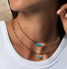 Genuine Turquoise Gold Bead Necklace, Boho Turquoise Pendant Waterproof | Anti Tarnish | Fast Free Shipping  * Materials: 14K Gold Plated High Quality Stainless steel  * Gemstone: Real untreated -unbleached TurquoiseStone pendant * Chain:  Black Enamel (2mm) Bead chain ~ Anti tarnish Stainless Steel  * Chain Length : choose Lengths to 14", 16", 18", 20", 22" * Closure: Lobster Claw * Style: Boho  Perfect for everyday wear, Statement Piece! We take customer care and service seriously to ensure cl Turquoise Polished Beads Necklace For Gift, Turquoise Beaded Chain Necklace Gift, Double Strand Turquoise Necklace With Gemstone Beads As Gift, Double Strand Turquoise Gemstone Beads Necklace Gift, Turquoise Beaded Chain Jewelry Gift, Double Strand Turquoise Necklace For Gift, Turquoise Beaded Chain Jewelry For Gift, Turquoise Beaded Chain Necklace For Gift, Turquoise Double Strand Gemstone Jewelry