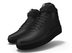 LEGENDARY NIKE AIR FORCE 1 - CUSTOM BLACK PREMIUM LEATHER HIGH TOP BASKETBALL SHOES You’re no stranger to the iconic AF1. Crisp overlays, bold accents and Air-Sole cushioning have been celebrating its hoops-inspired heritage for decades. Make the legacy your with the hand selected premium pebbled black leather, solid black rubber traction outsole and finishing it with a NIKE logo mark at the heel. Now it’s personal! YOUR STYLE, YOUR STATEMENT The canvas hook-and-loop strap on the front lets you Leather High-top Nike Air Force 1 For Streetwear, Modern Nike Air Force 1 Leather For Streetwear, Nike Air Force 1 Leather For Streetwear, Black Leather Mid-top Nike Air Force 1, High Top Nike Shoes, Bb Shoes, High Top Nike, Nike Air Force 1 Custom, High Top Basketball Shoes