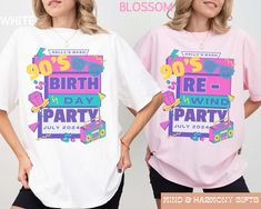 Get ready to party like it's the 90s with our "Custom 90s Theme Party Shirts." Personalized for your 90s birthday girl's trip, these tees offer retro vibes and comfort in trendy Comfort Colors. Perfect for matching outfits, they ensure your group stands out in style. Crafted for women in an oversized fit, these shirts are ideal for reliving the nostalgia of the 90s with your squad. Get set for a blast from the past and create unforgettable memories in your custom 90s-themed shirts! FIT & SIZING: 90s Inspired Graphic Print Birthday T-shirt, 90s Inspired Graphic Print T-shirt For Birthdays, 90s Inspired Graphic Print T-shirt For Birthday, 90s Inspired Crew Neck T-shirt For Birthday, 90s Inspired Summer Birthday T-shirt, 90s Summer Birthday Tops, 90s Inspired Letter Print Top For Birthday, 90s Style Summer Birthday Tops, 90s Letter Print Tops For Birthday