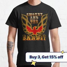 Standard fit with double-needle hems for durability. Solid colors are 100% preshrunk cotton, heather colors are cotton blend. Range of colors available, with the option to print on front or back. Size range S-3XL, suitable for men and women. Burning eagle Smokey and the bandit car movie art Tri-blend T-shirt With Band Logo And Crew Neck, Tri-blend Crew Neck T-shirt With Band Logo, Tri-blend Band Merch T-shirt For Fans, Cotton Band Logo T-shirt Fan Apparel, Band Merch Tri-blend Graphic T-shirt, Cotton Tri-blend Tops With Band Logo, Car Movie, The Bandit, Smokey And The Bandit