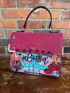 Hand painted purse Trendy Rectangular Hand Painted Bags, Custom Handbag, Painted Purses, Hand Painted Purses, Painted Purse, Custom Purses, Custom Handbags, Leather Paint, Cross Body Handbags