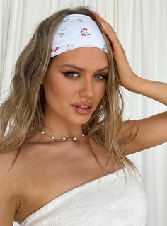 Headband  100% polyester  Floral print  Thick design  Double lined  Elasticated Headband White, Hot Pink Floral, White Headband, Floral Dresses Long, Floral Accessories, Long Sleeve Floral Dress, A Line Gown, Sequin Beading, Prom Dresses Lace