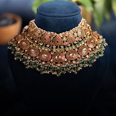 Swara Grandeur Heritage Choker Temple Necklace Jewellery, Choker Necklace Online, Mangalsutra Chain, Gold Chokers, Italian Bracelet, Antique Necklaces, Ear Chain, Kids Blouse, Heritage Jewellery