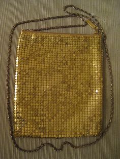 1960's A Ac-cents LANE BRYANT Mesh Evening Handbag METALLIC Gold With Chain Metal Shoulder Strap Vintage Gold Shoulder Bag For Party, Vintage Gold Shoulder Bag With Gold-tone Hardware, Retro Gold Rectangular Shoulder Bag, Retro Gold Shoulder Bag For Evening, Retro Gold Bags With Gold-tone Hardware, Gold Retro Shoulder Bag For Evening, Gold Retro Bags With Gold-tone Hardware, Gold Retro Bags, Vintage Gold Bag With Chain Strap