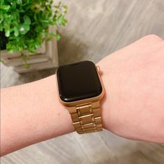 Accessories | Apple Watch Band Rose Gold Solid Stainless Steel | Poshmark Gold Bracelet Strap Watch Band For Everyday Use, Modern Rose Gold Watch Bands For Everyday Use, Modern Rose Gold Watch Accessories For Everyday, Apple Watch Bands Rose Gold, Fossil Leather Watch, Masonic Watches, Watches Women Michael Kors, Tory Burch Wallet, Fossil Watch