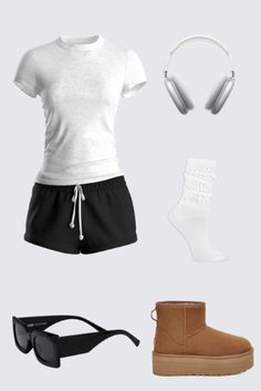 Sometimes a bad b*tch needs to take some time off, and that’s okay 🖤 Unwind, do some self-care, and refresh that baddie energy in this cozy 2 piece set. Featuring a white slub knit tee and black jersey graphic shorts ☁️ Casual Shorts For Day Out, Trendy Leisure Shorts, Casual White Shorts, Casual Black Shorts For Loungewear, Sporty Shorts For Day Out, Casual Black Everyday Shorts, Comfy Leisure Shorts For Summer, Comfy Leisure Summer Shorts, Ugg Mini Boots Outfit