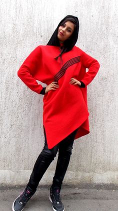 New in our shop! Red Hooded Jumper Dress, Red Hoodie, Hooded Fleece TDK96, Red Hooded Sweatshirt by TEYXO https://www.etsy.com/listing/208877103/red-hooded-jumper-dress-red-hoodie?utm_campaign=crowdfire&utm_content=crowdfire&utm_medium=social&utm_source=pinterest Long Sleeve Cotton Dress For Cosplay, Red Long Sleeve Hoodie For Cosplay, Asymmetrical Hoodie, Asymmetric Hoodie, Warm Winter Dresses, Stripes Sweater, Hooded Sweatshirt Dress, Hooded Jumper, Dress Asymmetrical