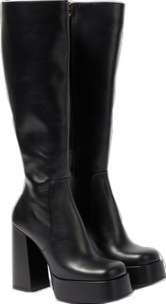 Platform Knee High Boots, Versace Gold, Star Girl, Concert Outfit, New Style, High Boots, Knee High Boots, Black Boots, Calf Leather