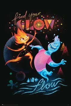 a poster with two cats on it that says, find your flow and the cat is jumping