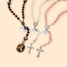 [RELIGIOUS DESIGN]: The rosary features an image of the magnificent Jesus on the pendant, and a beautifully carved cross symbolizes faith and salvation. Its elegant design makes it a meaningful piece that resonates deeply with one's spiritual beliefs.
[PERSONALIZATION]: Unique personalization is at the heart of this charming rosary, with the heart-shaped pendant engraved with a custom name and date, showing the milestone of a child's first baptism, becoming a lasting symbol of her faith and devo 8mm Bead Crucifix For First Communion, 8mm Bead Crucifix Jewelry For First Communion, Rosary Bracelet With Miraculous Medal For First Communion, First Communion Spiritual Rosary With Crucifix, Spiritual Rosary With Crucifix For First Communion, Spiritual Crucifix Rosary For First Communion, First Communion Rosary With Miraculous Medal, Spiritual Cross Pendant For First Communion, Personalized Cross