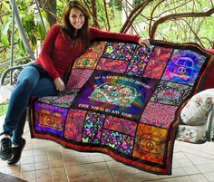 Cool Win In My Hair Hippie Van Quilt Blanket Funny Gift Idea-Gear Wanta Tree Of Life Quilt, Desert Highway, Cold Weather Camping, Hippie Van, Hippie Peace, Microfiber Blanket, Handmade Wall Hanging, Personalized Quilt, Down Comforter