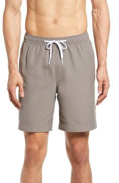 Nordstrom 7-Inch Recycled Polyester Classic Swim Trunks | Nordstrom Trunks Swimwear, Recycle Plastic Bottles, Swim Trunks, Recycled Plastic, Plastic Bottles, Swim Trunk, Recycling, Nordstrom, Grey