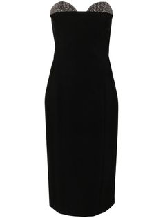 black cady texture bodycon design sequin detailing sweetheart neck two adjustable detachable shoulder straps concealed rear zip fastening fitted waistline central rear vent straight hem mid-length full lining rubber grips Bodycon Strapless Knee-length Cocktail Dress, Cocktail Bodycon Strapless Dress Knee-length, Knee-length Bodycon Strapless Cocktail Dress, Knee-length Strapless Bodycon Cocktail Dress, Elegant Knee-length Strapless Dress For Date Night, Chic Knee-length Strapless Formal Dress, Chic Knee-length Strapless Dress For Formal Occasions, Chic Formal Knee-length Strapless Dress, Elegant Knee-length Strapless Dress For Night Out