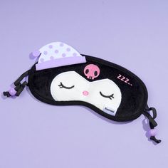 Sleep with ease using this super cute Kuromi sleep mask! Not only is this cutie already in dreamland, but she's also wearing a sleep hat to match the nighttime mood. Make sure you have this sleep mask next to your bed stand. Comes with a plastic slider pouch Cute Animal Names, Sanrio Fashion, Hello Sticker, Sleep Hat, Cute Kuromi, Beautiful Summer Wallpaper, Bed Stand, Kawaii Backpack, Hello Kitty Clothes