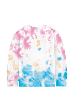 Product details Kids crewneck sweatshirt in relaxed fit featuring tie-dye pattern in multi-color through out. Graphic printed in front. Rib knit cuffs and hem. *Slight color variations may occur, given the nature of the dyeing process. Cotton /Poly Machine Wash Cold, Tumble Dry Low Imported Size + Fit Unisex, Relaxed fit. size guide XS(4-6), S(6-8), M(10-12), L(13-14), XL(14-16) Product Code PORT11GB010 Casual Multicolor Sweater With Ribbed Cuffs, Multicolor Crew Neck Sweatshirt For Loungewear, Casual Multicolor Sweatshirt With Ribbed Cuffs, Tie Dye Sweatshirt For Spring, Tie-dye Long Sleeve Sweatshirt For Spring, Tie Dye Long Sleeve Sweatshirt For Spring, Relaxed Fit Tie Dye Sweatshirt With Graphic Print, Tie Dye Relaxed Fit Sweatshirt For Streetwear, Oversized Tie-dye Sweatshirt For Spring