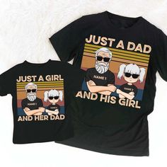 Couple Daddy And Daughter Funny Custom Print T-shirt For Father's Day, Funny Personalized T-shirt For Father's Day, Customizable Father's Day Crew Neck T-shirt, Personalized T-shirt For Father's Day, Father's Day Unisex Graphic T-shirt, Customizable T-shirt For Father's Day, Unisex Black T-shirt For Father's Day, Customizable Crew Neck T-shirt For Father's Day, Father's Day Graphic Print T-shirt